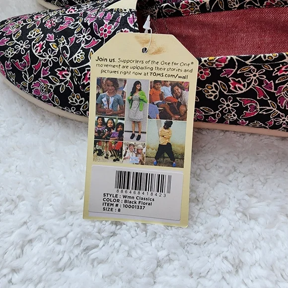 Toms canvas slip-on shoes floral soft comfortable size 8 nwt - Picture 6 of 14